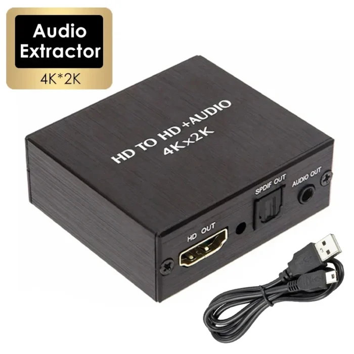 محول صوت وفيديو 4K X 2K من HDTV إلى مخرج صوت 3.5 ملم مع محول بصري SPDIF TOSLINK ستيريو