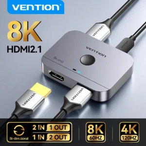 Vention HDMI 2.1 Splitter 8K 60 هرتز 4K120 هرتز ثنائي الاتجاه 2 في 1 خارج للتلفزيون Xiaomi Xbox PS4 5 HDMI متوافق مع شاشة HDMI Switcher