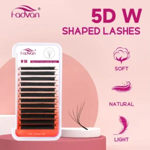 FADVAN ضوء 5D W على شكل 0.07 مللي متر M/C/D ملحقات رمش منحنية التدرج فو المنك جلدة حجم المشجعين الرموش