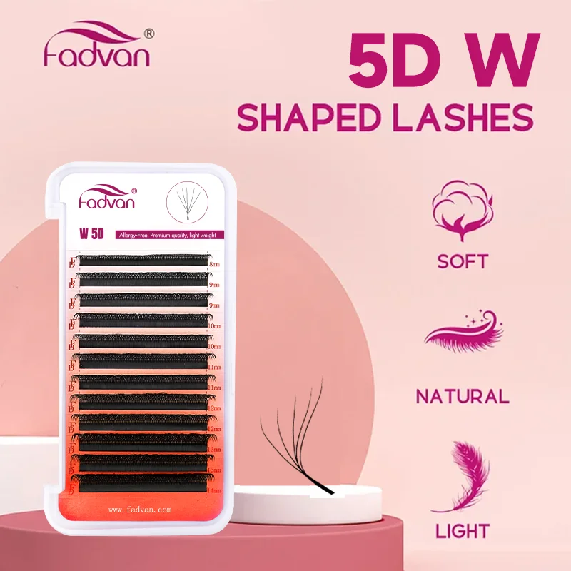 FADVAN ضوء 5D W على شكل 0.07 مللي متر M/C/D ملحقات رمش منحنية التدرج فو المنك جلدة حجم المشجعين الرموش