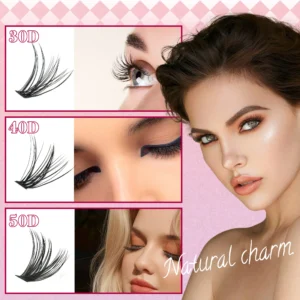 رموش فردية مجمعة 30D 40D 50D 8-16 مم، طقم تمديد الرموش DIY، لاصق ومزيل، ملقط، فرشاة سبولي، أنماط متنوعة