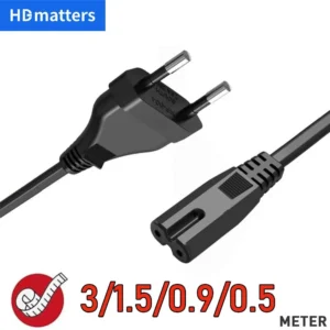 كابل طاقة أوروبي غير مستقطب من نوع IEC-320-C7 إلى CEE 7/16، كابل طاقة تيار متردد لـ DJI Mavic Air 2/2S، PS4، PS5، Xbox، TV