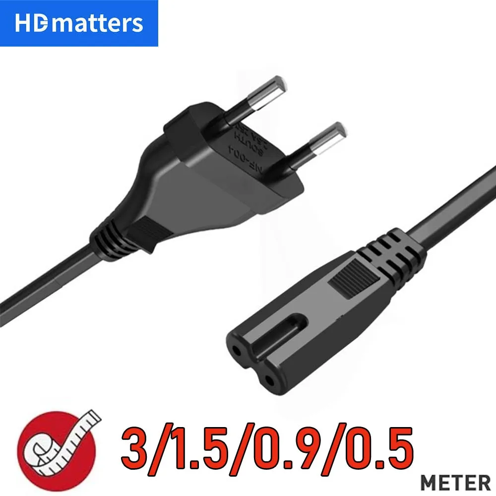كابل طاقة أوروبي غير مستقطب من نوع IEC-320-C7 إلى CEE 7/16، كابل طاقة تيار متردد لـ DJI Mavic Air 2/2S، PS4، PS5، Xbox، TV