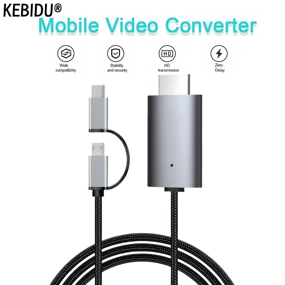 LD39 سلك HD تدفق عرض جهاز استقبال للتليفزيون دونغل مايكرو USB نوع C إلى كابل HDMI شاشة النسخ المتطابق للهاتف أندرويد اللوحي إلى التلفزيون