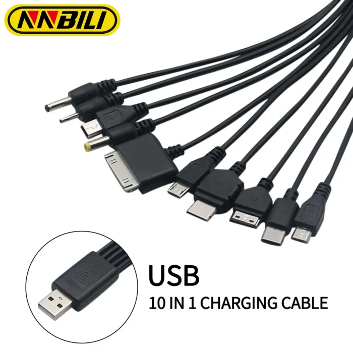 NNBILI العالمي 10 في 1 متعدد الوظائف USB كابل شحن الهاتف متعدد الرؤوس كابل شحن الحبل لشاحن الهاتف سامسونج نوكيا