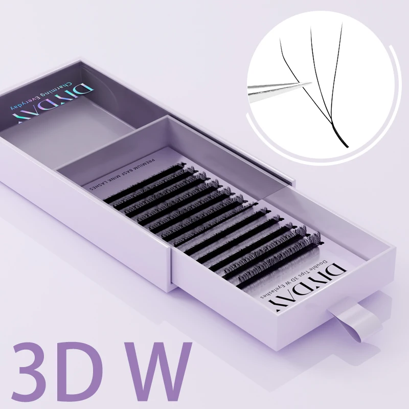 DIYDAY W-شكل رمش تمديد 3d 4d 5d 6d 7d 8d W جلدة الطبيعية لينة مسبقة الصنع مروحة بلوم تأثير رموش للمكياج الجمال
