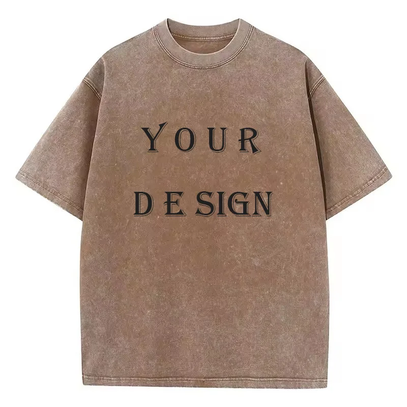 تي شيرت قطني مغسول للجنسين مطبوع حسب الطلب تي شيرت Harajuku Top DIY Your Like Photo أو Logo تي شيرت قمة الموضة المخصصة