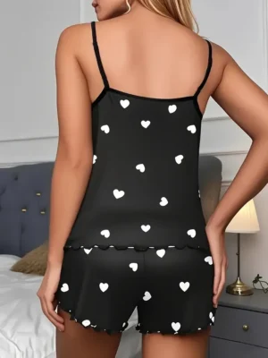 5 مقاسات اختر S M L XL 2XLWomen قطعتين الحمالات القلب قميص مطبوع والسراويل النسائية طقم بيجامة مطبوعة عادية