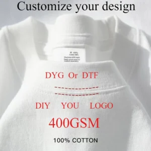 DIY بها بنفسك شعارك 400GSM الوزن الثقيل القطن تي شيرت رجالي 26 ألوان تخصيص التصميم الخاص بك DTG الطباعة الرقمية المرأة المحملة 3XL