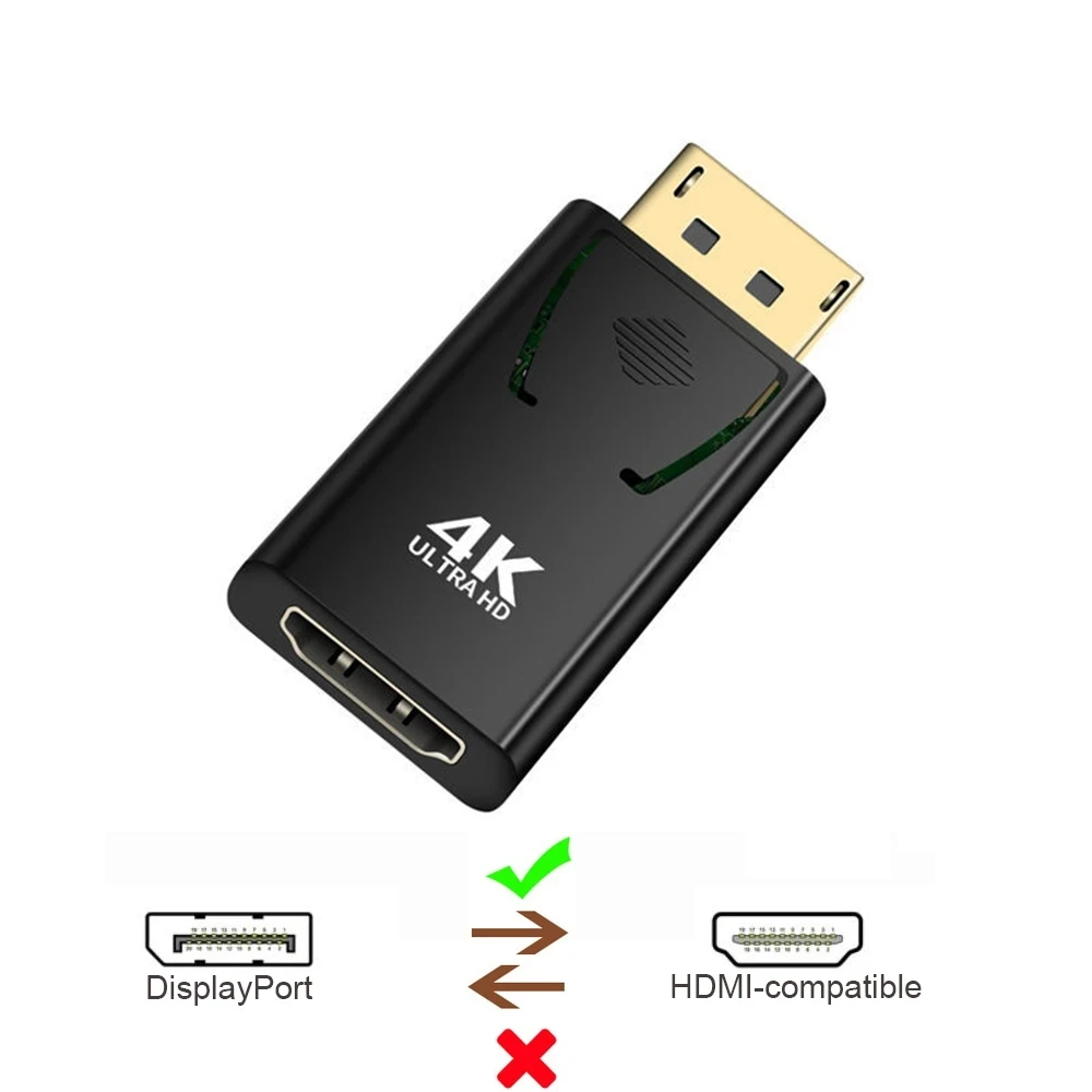 4K DisplayPort إلى HDMI محول متوافق DP ذكر إلى أنثى محول HDMI متوافق 1080P فيديو للكمبيوتر المحمول HDTV