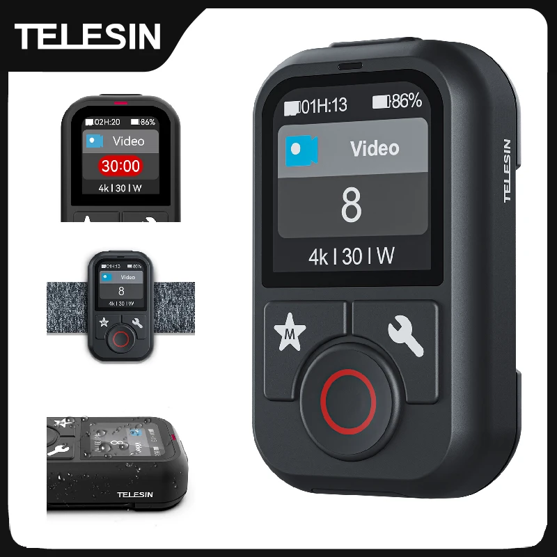 TELESIN مقاوم للماء بلوتوث التحكم عن بعد ل GoPro بطل 13 12 11 10 9 8 ماكس مع شريط للرسغ لملحقات كاميرا الحركة