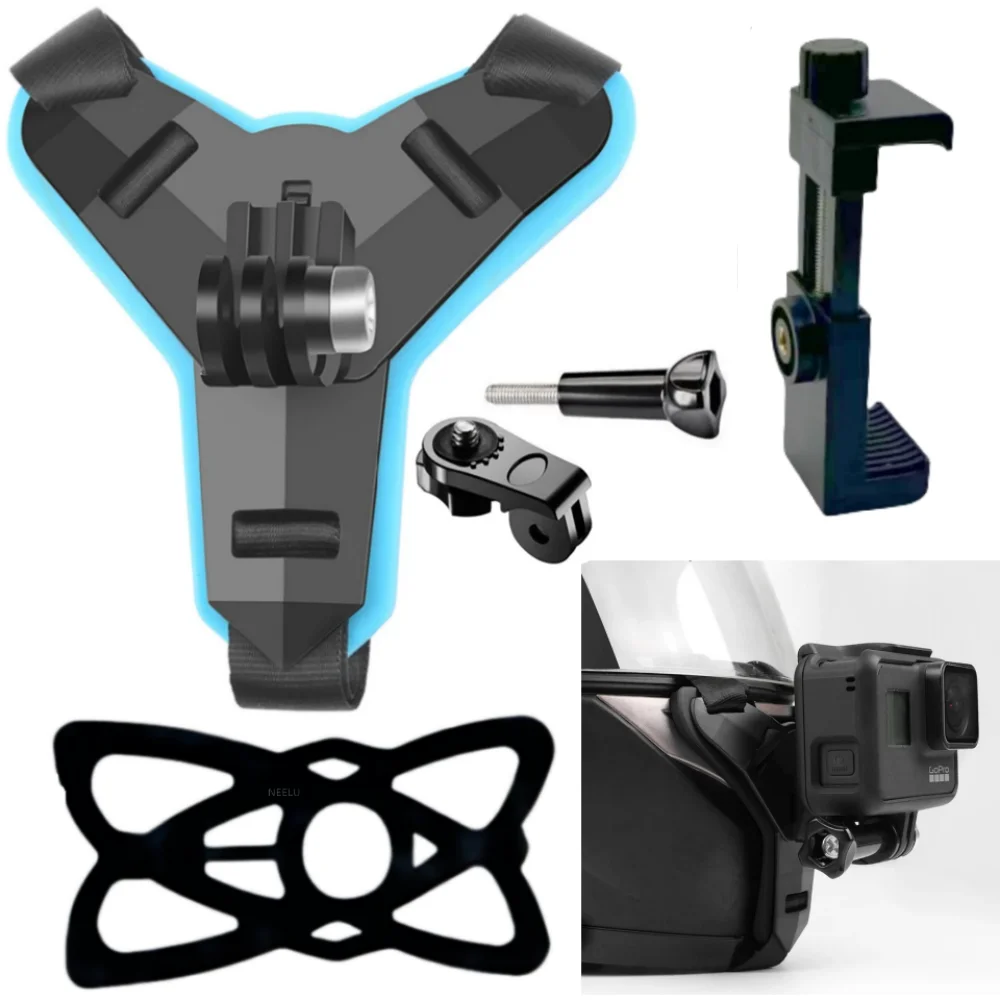 دراجة نارية خوذة حامل هاتف جبل حامل ل GoPro بطل 12 10 9 8 7 عمل الرياضة حامل كاميرا دراجة نارية كاميرا الملحقات
