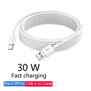 كابل USB A إلى Type C بقوة 30 واط، سلك شحن سريع للبيانات والشحن السريع لهواتف سامسونج وهواوي وشاومي، ملحقات شحن سريع للهواتف، 1 متر، 2 متر، 3 متر