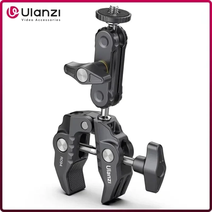 Ulanzi R094 مشبك معدني فائق مع مشبك ذراع سحري برأس كروي مزدوج مع فتحة 1/4 بوصة 3/8 بوصة لكاميرا DSLR حامل ميكروفون خفيف