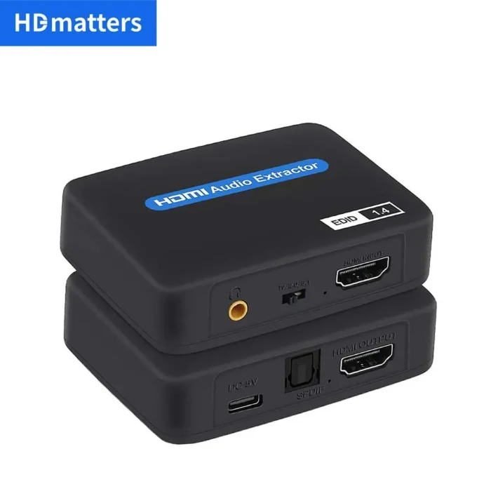 جهاز استخراج الصوت HDMI بدقة 4K، مقسم صوت HDMI، محول HDMI إلى Toslink+Aux Audio+HDMI Video، مقسم لـ PS4 وPS5 وHDTV وDVD