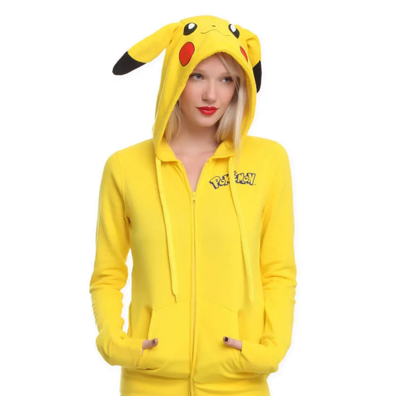 أنيمي الكرتون هوديي Kawaii لطيف الأصفر بلوزات الرياضة عارضة الكرتون الحلو جميل الخارجي النساء/الرجال الملابس الكبار الاطفال هدية