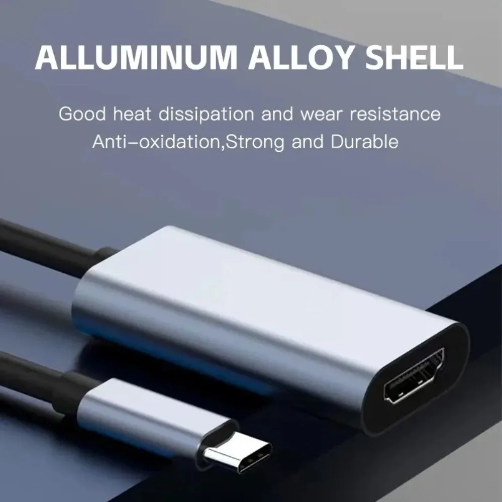 محول من النوع C إلى HDMI بدقة 4K، كابل محول USB C USB3.1 ذكر إلى HDMI أنثى للابتوب والآيباد والتابلت والتلفزيون وماك بوك وجالاكسي