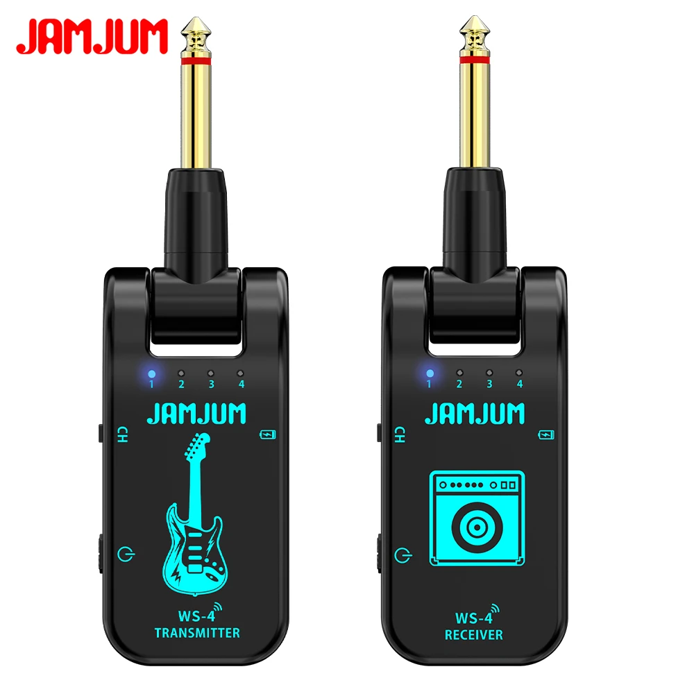 نظام جيتار لاسلكي 2.4G – جهاز إرسال واستقبال أسود للجيتار الكهربائي، EWI، Bass