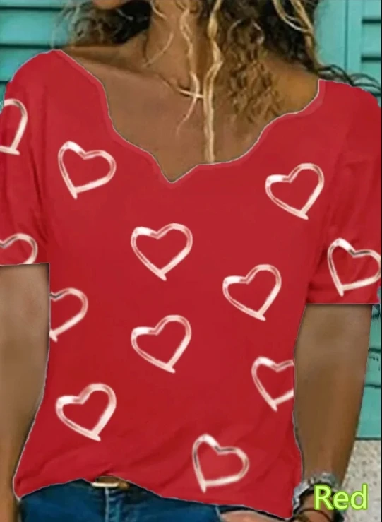 تي شيرت نسائي جديد عصري غير رسمي مطبوع عليه Love من Harajuku، تي شيرت نسائي بأكمام قصيرة، ملابس نسائية غير رسمية فضفاضة