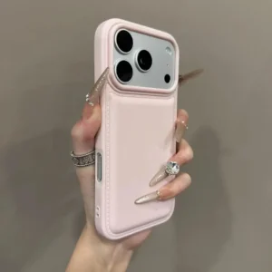 غطاء هاتف جلدي بتصميم كوري باللون الوردي والأبيض والأزرق لآيفون 17 AIR 16 15 14 13 12 11 Pro MAX Plus Y2K مقاوم للصدمات