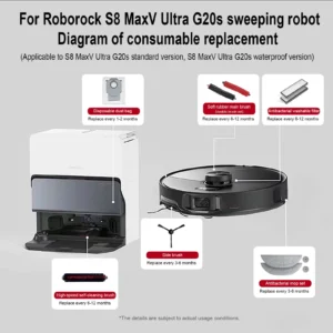 Roborock S8 MaxV Ultra جهاز آلي لتنظيف الأتربة ملحقات ممسحة Choth أكياس مكنسة فرشاة جانبية مرشح قطع غيار قابلة للاستبدال