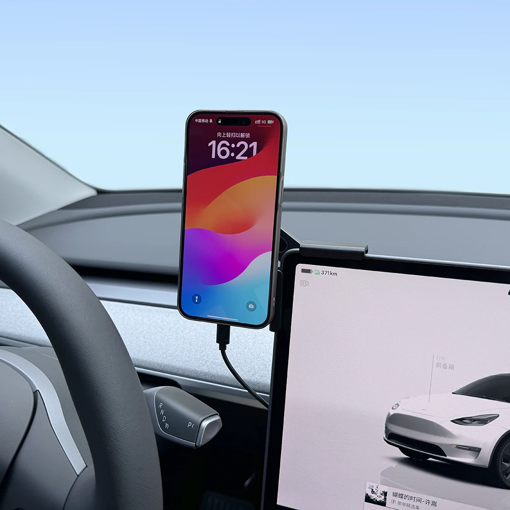 حامل هاتف للسيارة مع شاحن لاسلكي مغناطيسي 15 واط و25 واط Qi2.2 متوافق مع MagSafe لسيارة تسلا موديل Y 3 JUNIPER 2026