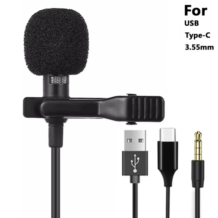 3.5 مللي متر ميكروفون صغير محمول Lavalier للكمبيوتر المحمول نوع C التلبيب كليب على ميكروفون للهواتف الذكية USB المهنية مايكرو Mic